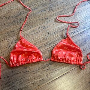 PacSun LA Hearts Red Triangle Bikini Top